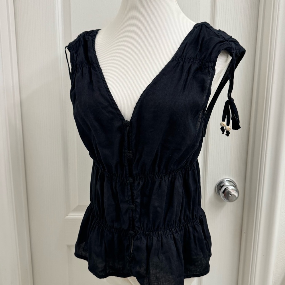 CYNTHIA ROWLEY Linen Top - Picture 2 of 5